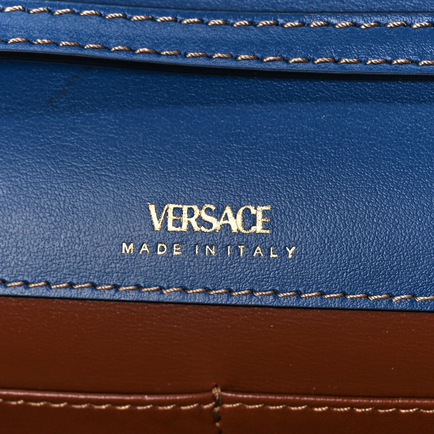 Denim La Medusa Wallet On Strap Navy Blue
