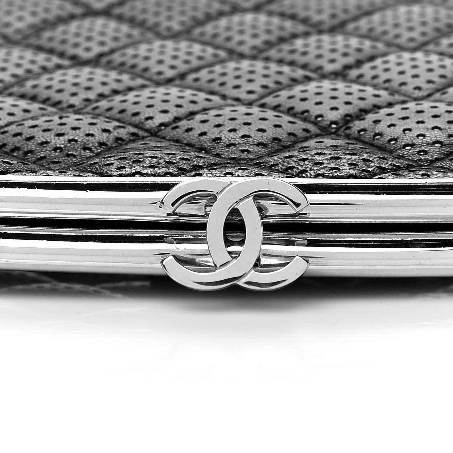 Lambskin Perforated Timeless Clutch Black