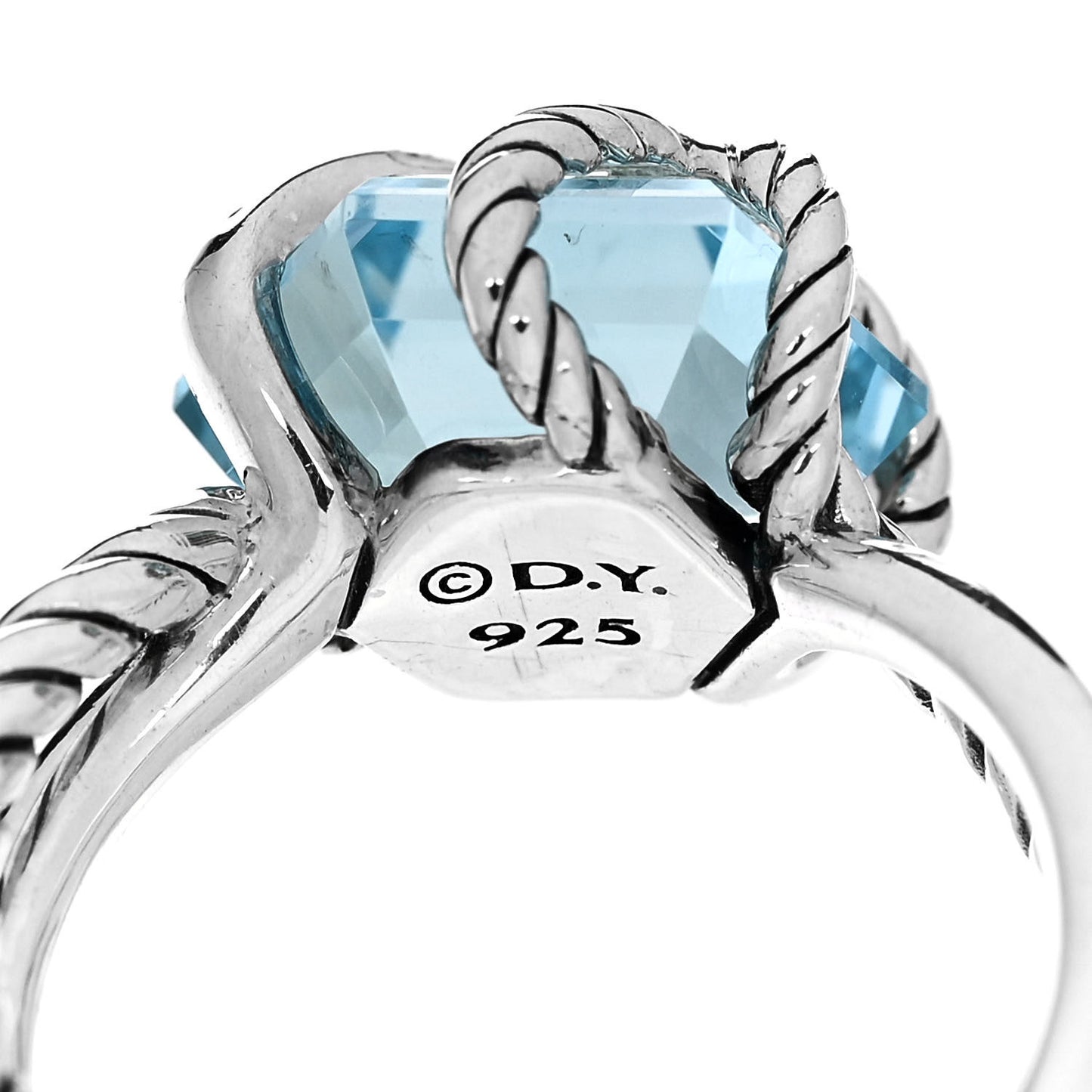 Sterling Silver Diamond Blue Topaz 10mm Cable Wrap Ring 48 4.5