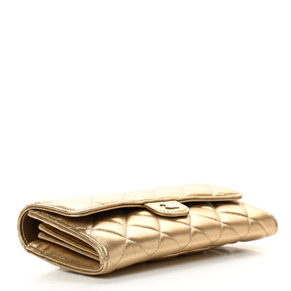 Chanel Metallic Lambskin Quilted Large Gusset Flap Wallet Gold 4 of 9