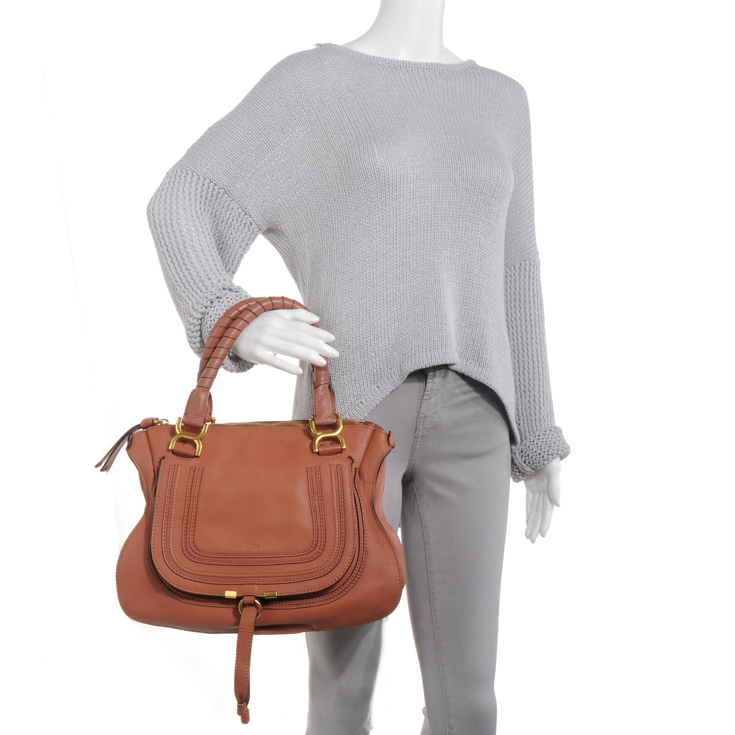 Calfskin Medium Marcie Satchel Clay