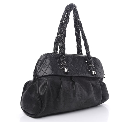 Chanel Distressed Lambskin Large Lady Braid Satchel Black 3 of 13