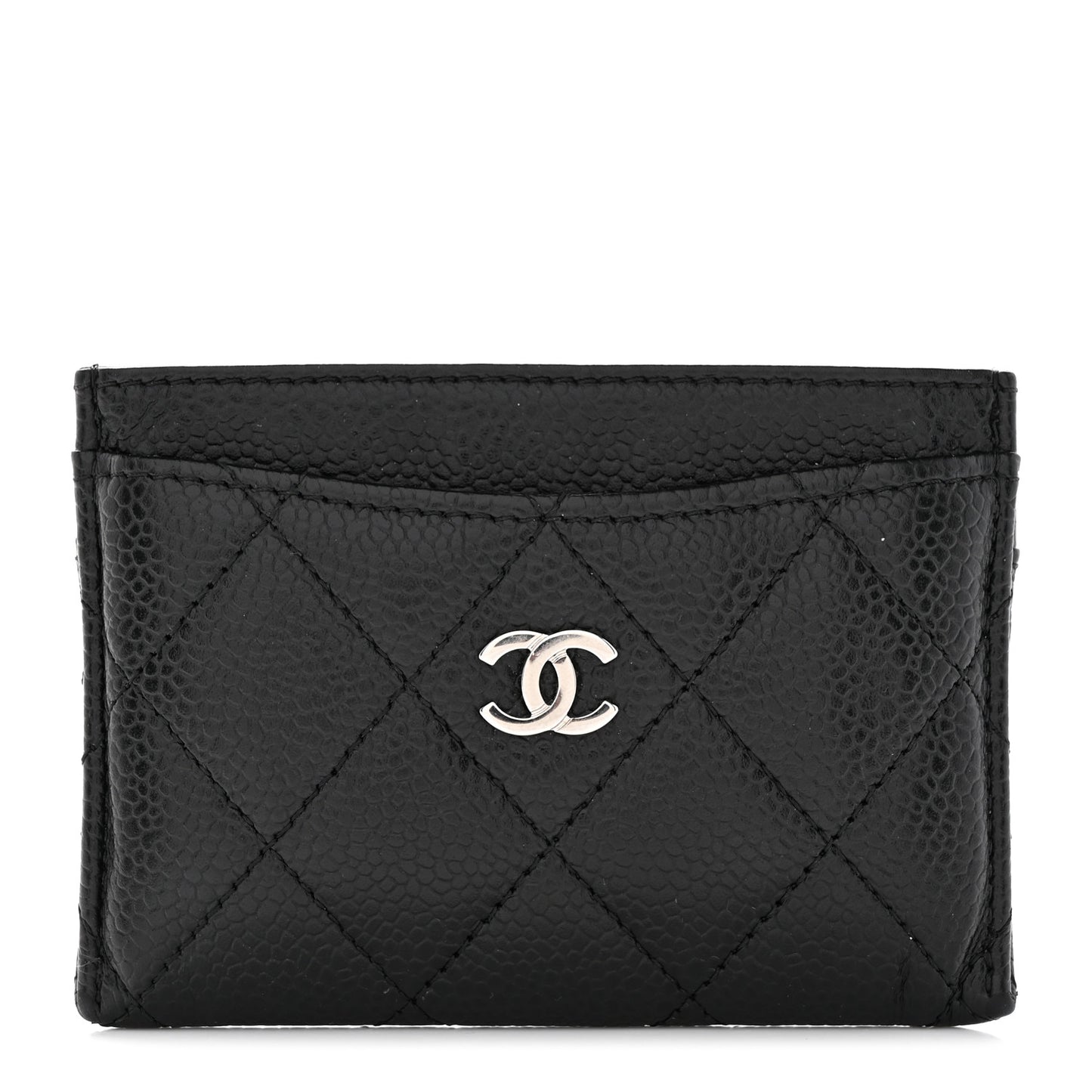 Caviar Quilted Card Holder Black