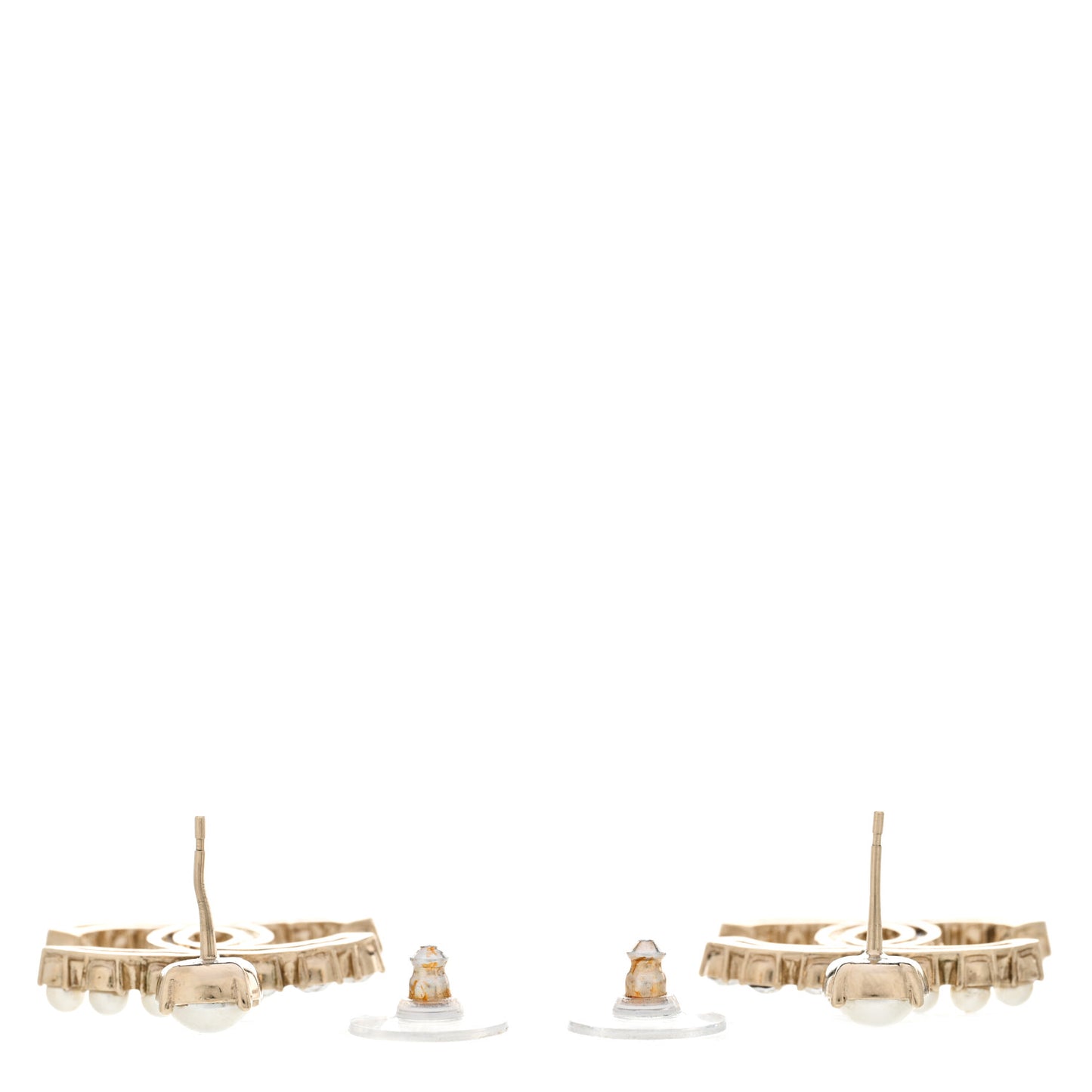 Crystal Pearl Dazzling Domino CC Drop Earrings Gold