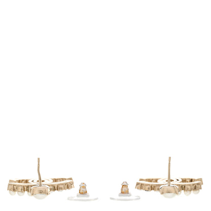 Chanel Crystal Pearl Dazzling Domino CC Drop Earrings Gold 3 of 6