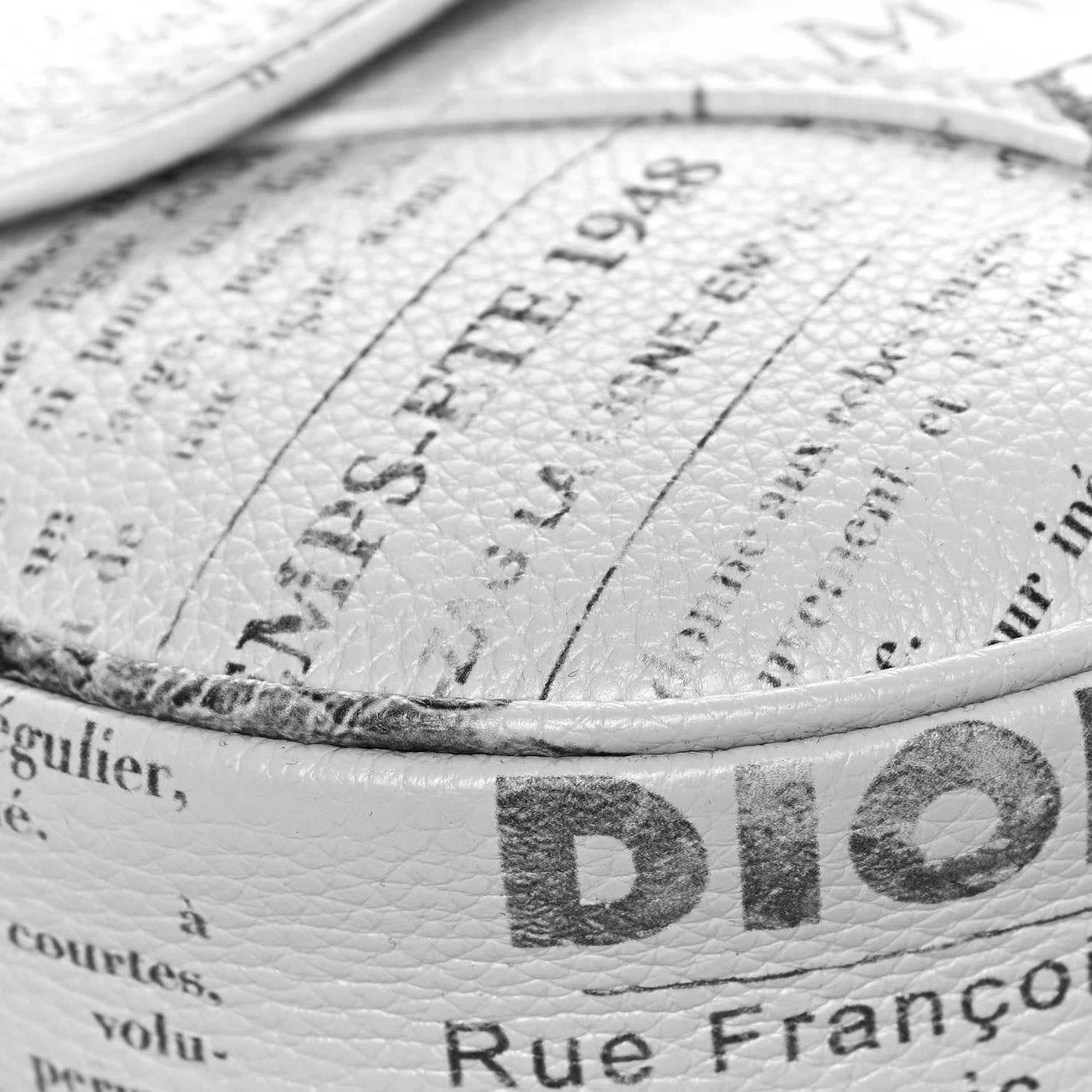 Christian Dior X DANIEL ARSHAM Grained Calfskin Newspaper Print Saddle Bag White 8 of 11