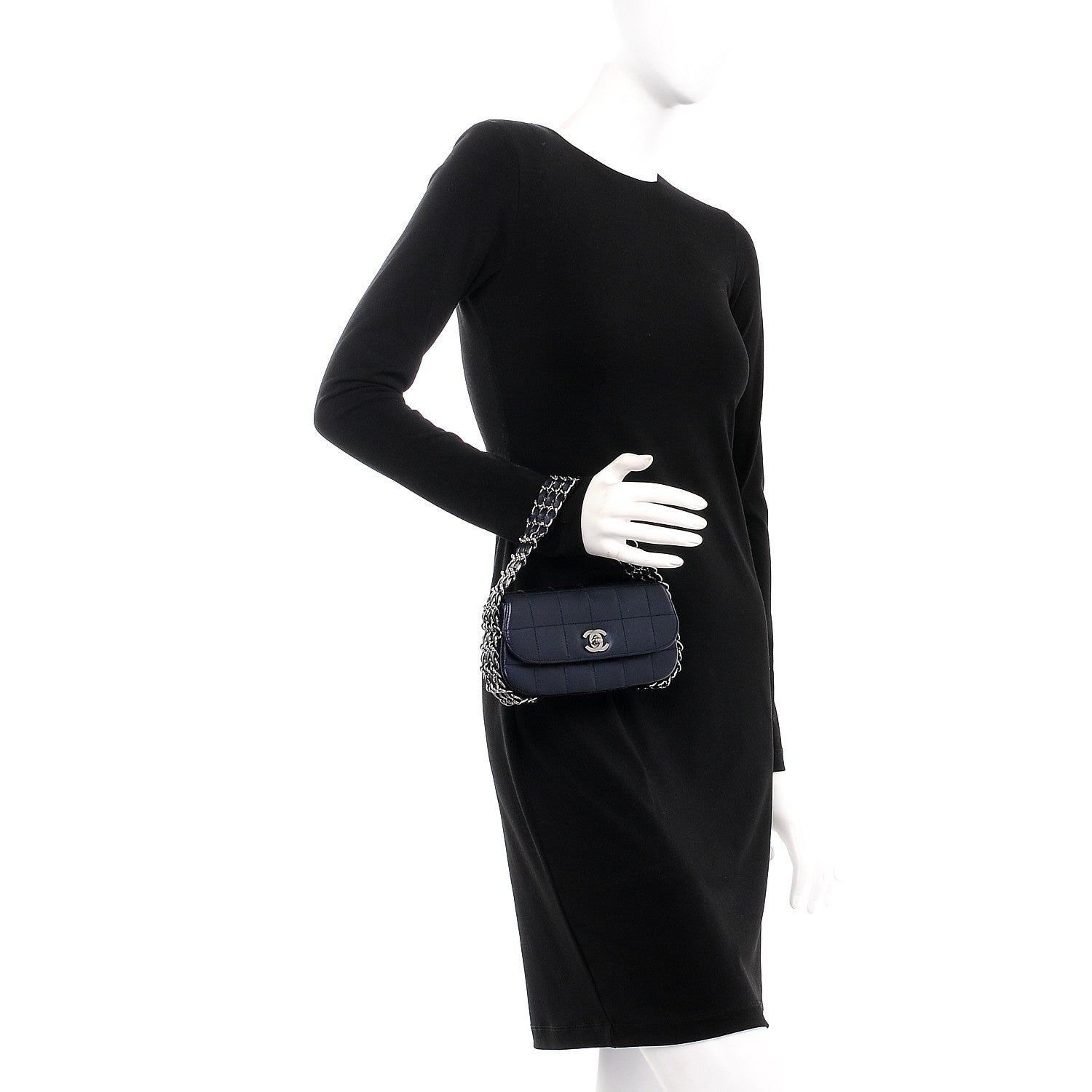 Chanel Lambskin Quilted Chocolate Bar 3 Chain Flap Navy 2 of 7