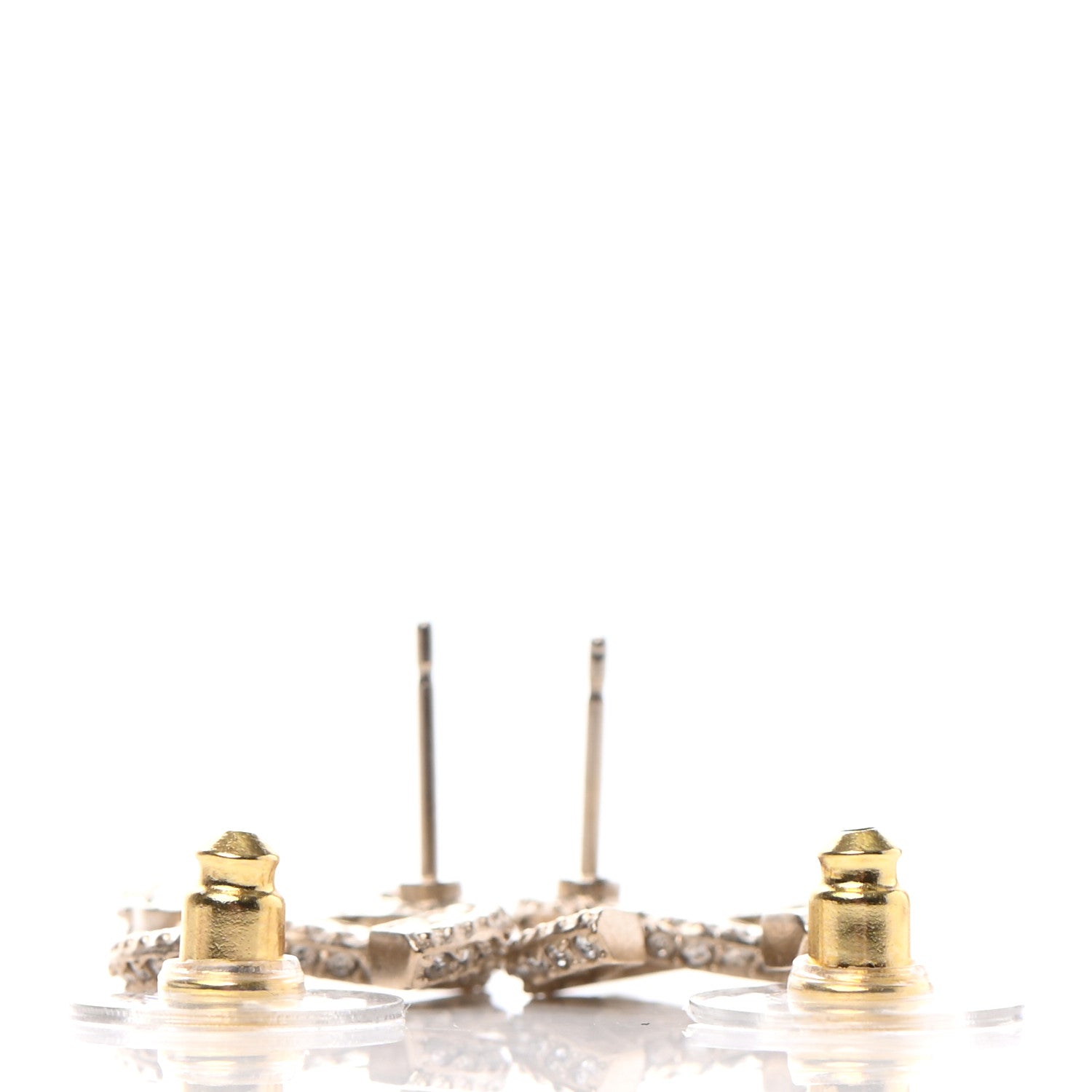 Chanel Crystal Timeless CC Earrings Light Gold 3 of 5