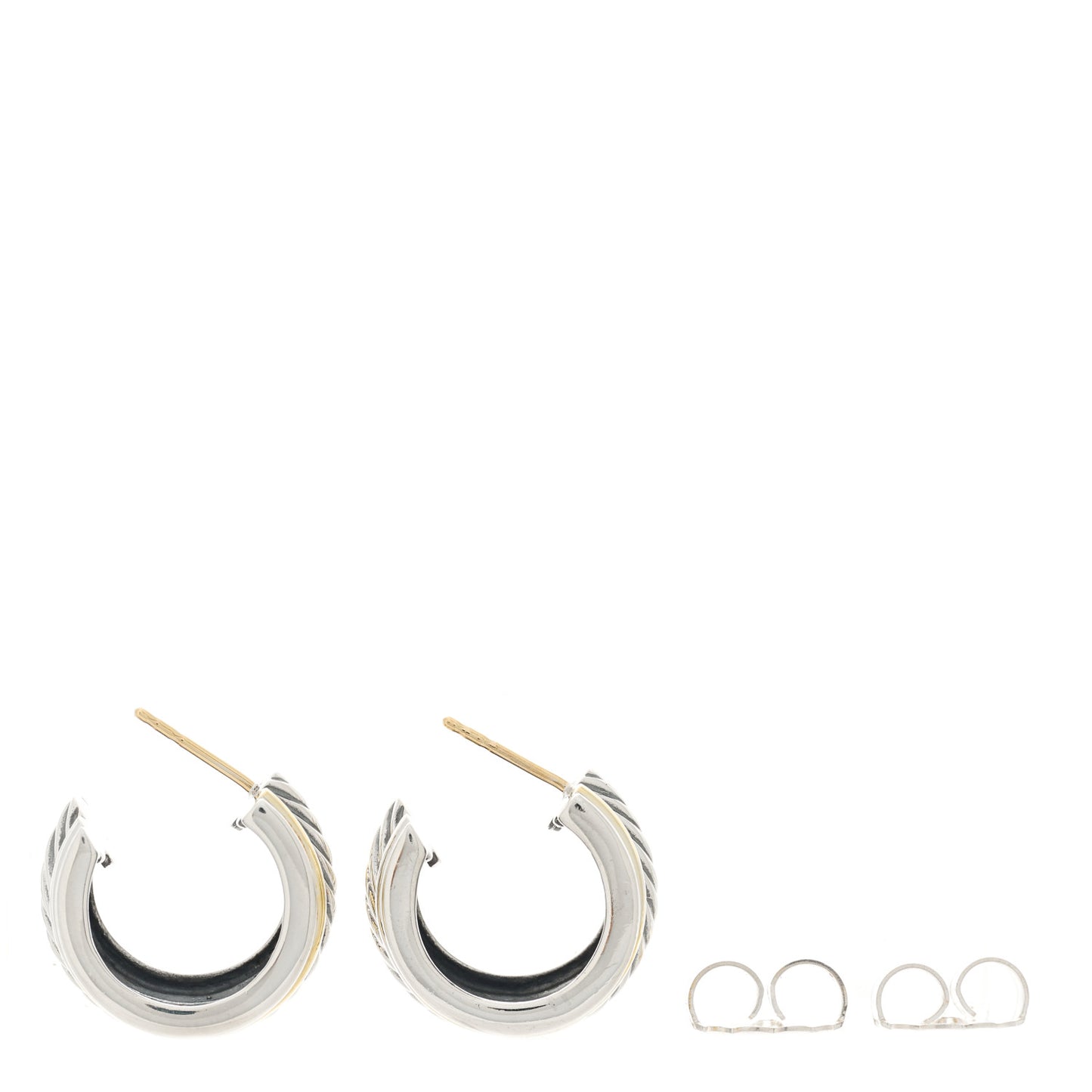 Sterling Silver 14K Yellow Gold 10mm Cable Classics Hoop Earrings