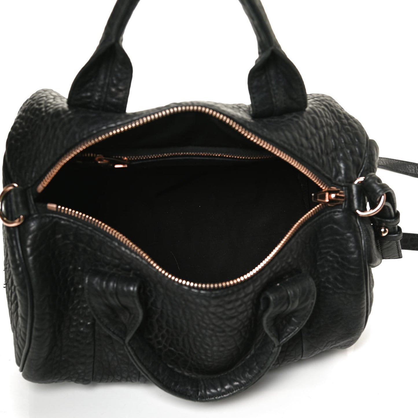 Pebbled Lambskin Rocco Black Rose Gold Hardware