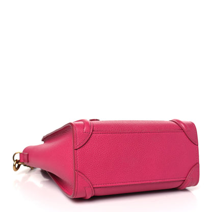 Celine Drummed Calfskin Nano Luggage Fuchsia 4 of 10