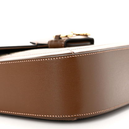 Gucci GG Supreme Monogram Azalea Calfskin Web Medium Horsebit 1955 Shoulder Bag Beige Ebony Brown Sugar 9 of 10