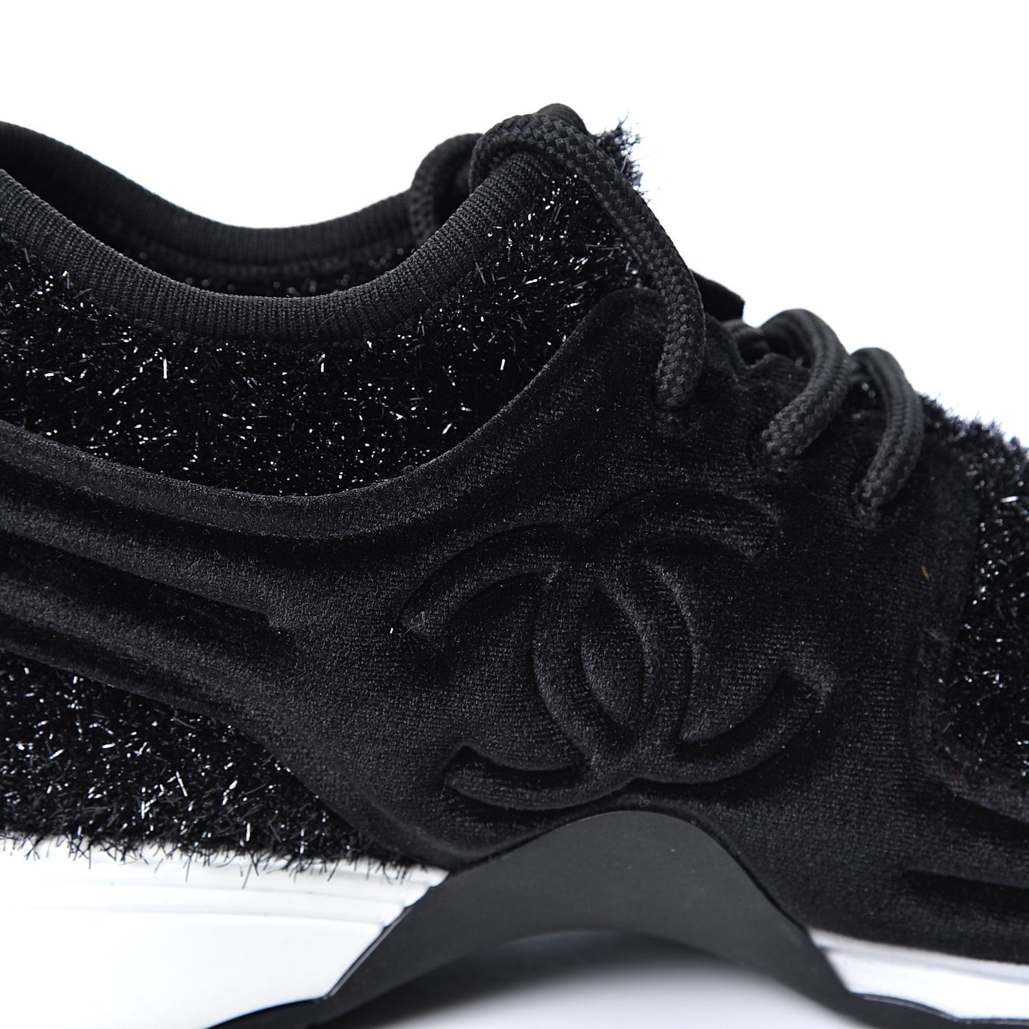 Stretch Fabric Velvet CC Sneakers 40.5 Black