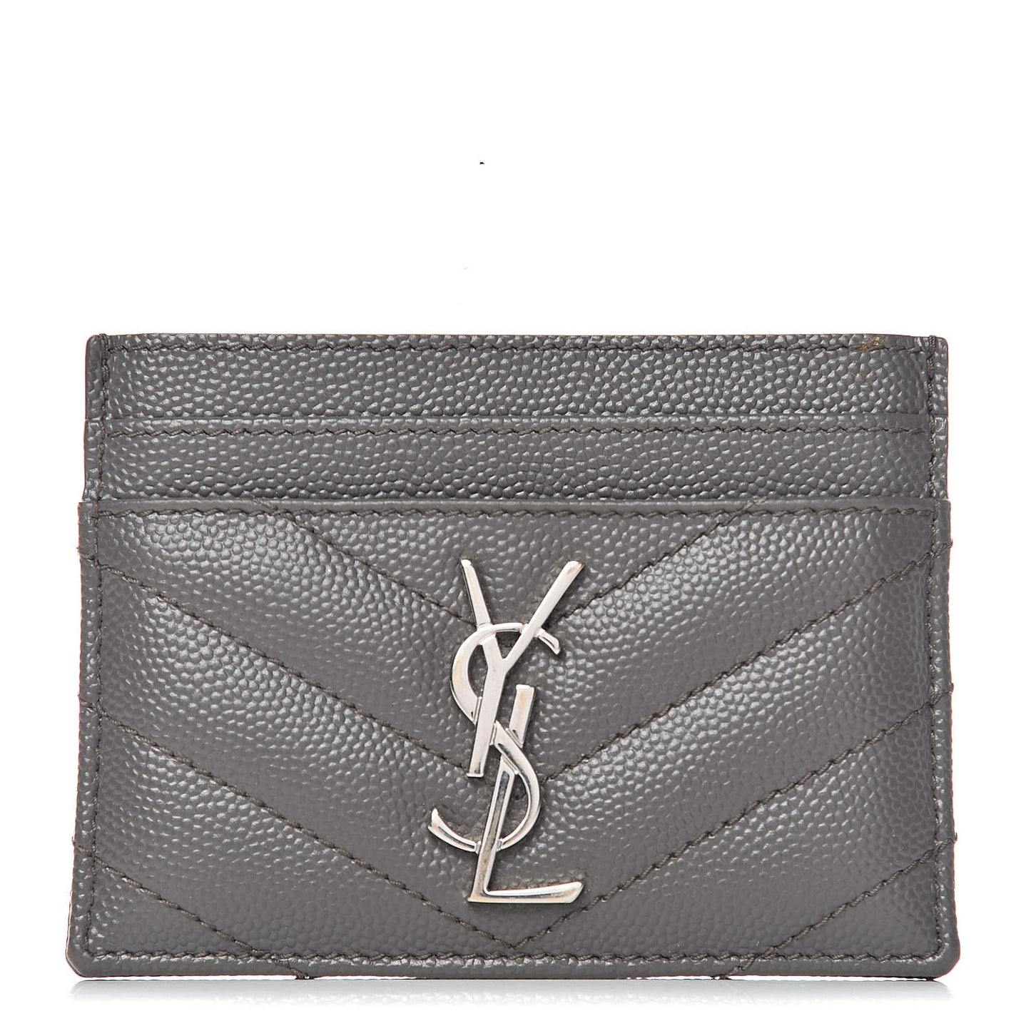 Grain De Poudre Matelasse Chevron Monogram Credit Card Case Coal