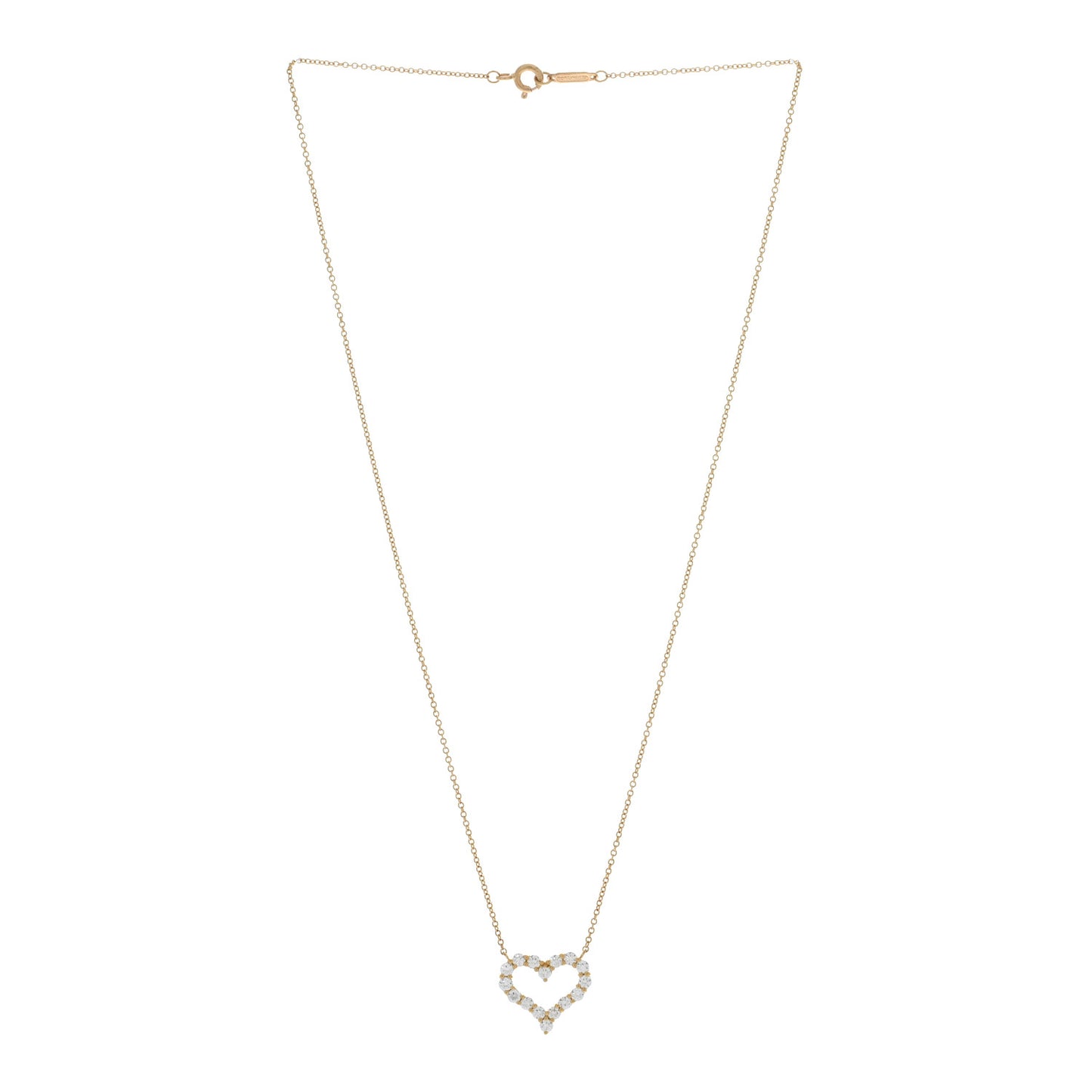 18K Yellow Gold Diamond Small  Heart Pendant Necklace