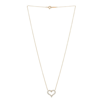 Tiffany 18K Yellow Gold Diamond Small  Heart Pendant Necklace 3 of 4