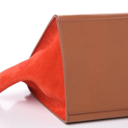 Celine Natural Calfskin Suede Medium Bi-Color Trapeze Tan 7 of 9