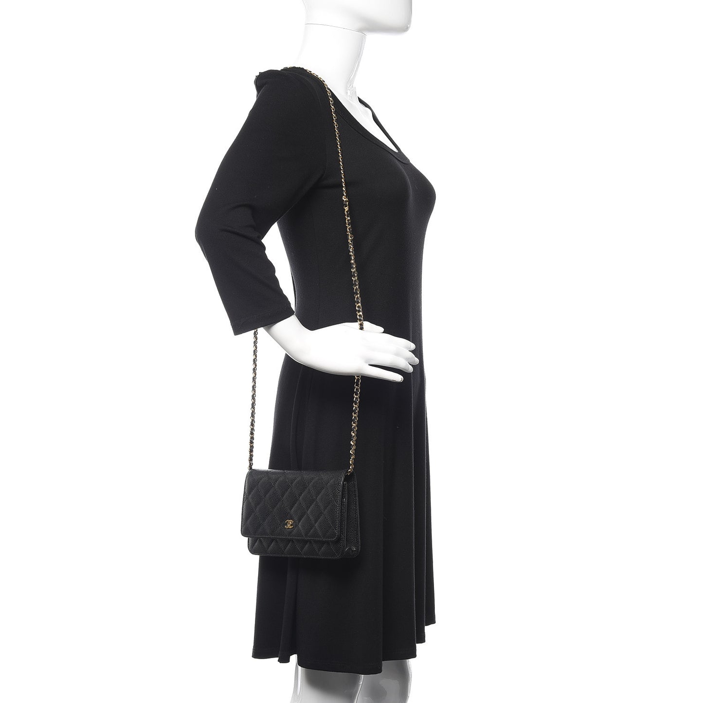Caviar Quilted Wallet On Chain WOC Black