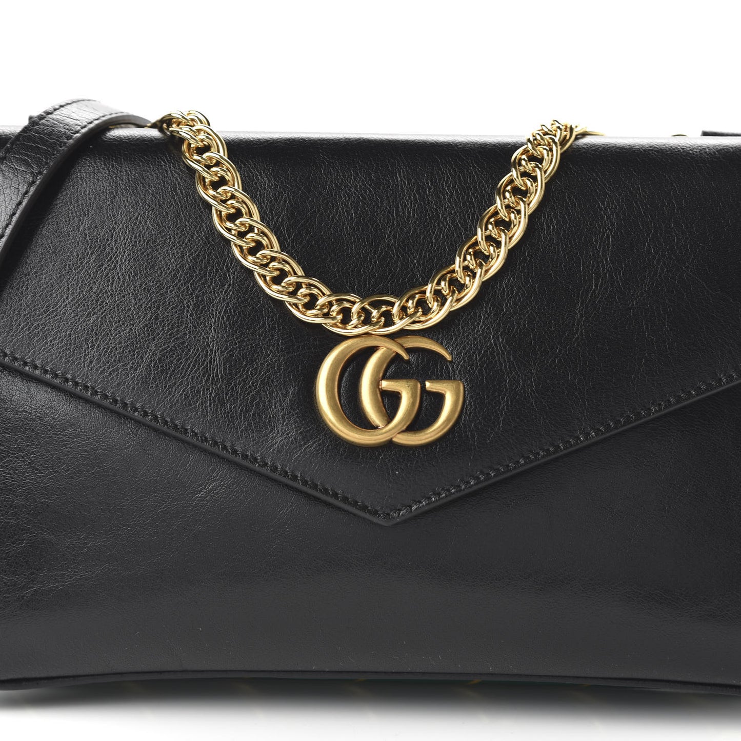 Calfskin Diagonal GG Medium Thiara Double Envelope Shoulder Bag Emerald Green Black