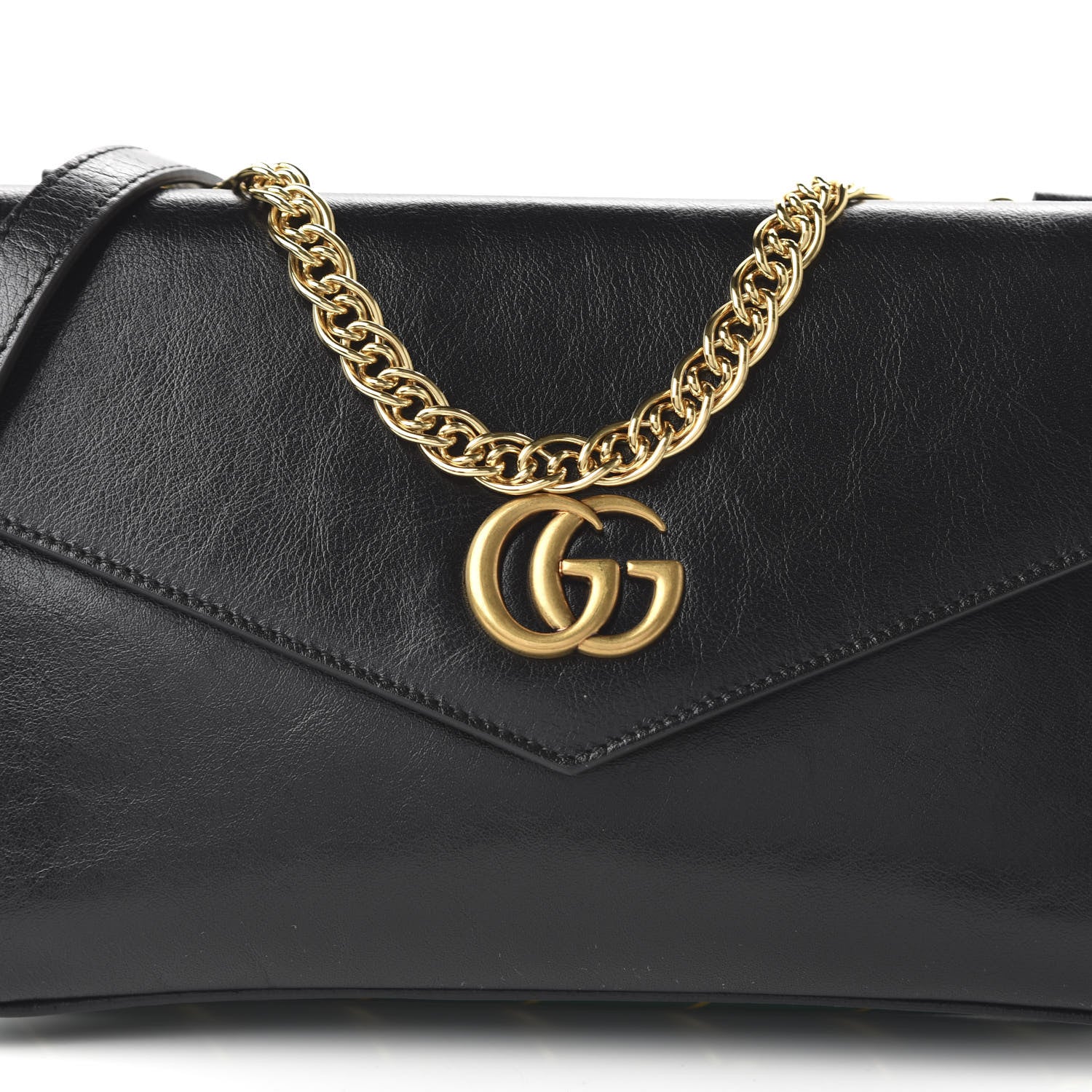 Gucci Calfskin Diagonal GG Medium Thiara Double Envelope Shoulder Bag Emerald Green Black 10 of 10