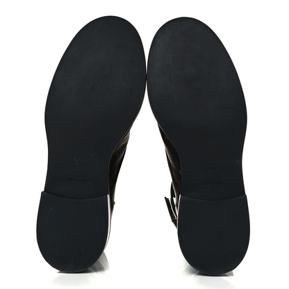 Louis Vuitton Calfskin Monogram Wonderland Flat Ranger Boots 38 Black 6 of 8
