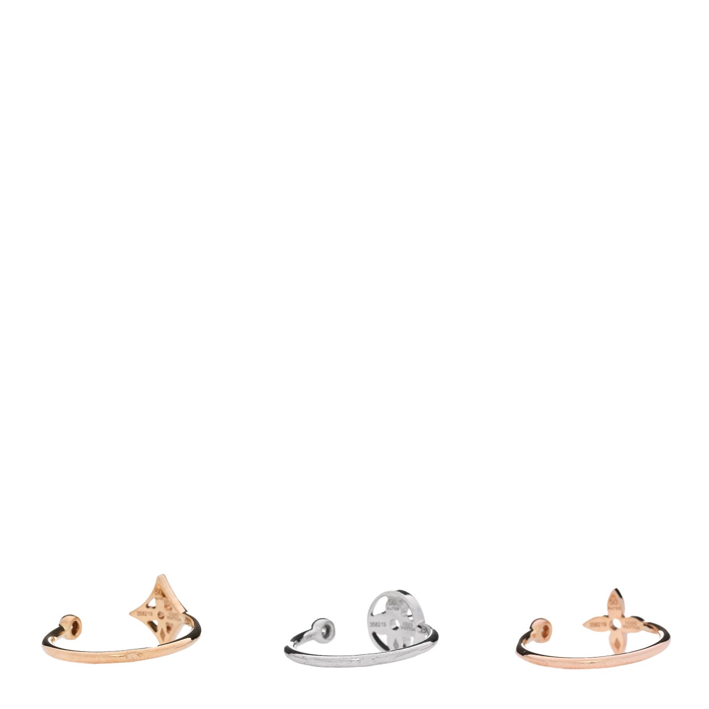 18K Yellow Pink White Gold Diamond Idylle Blossom Ring 3 Set 50 5.5