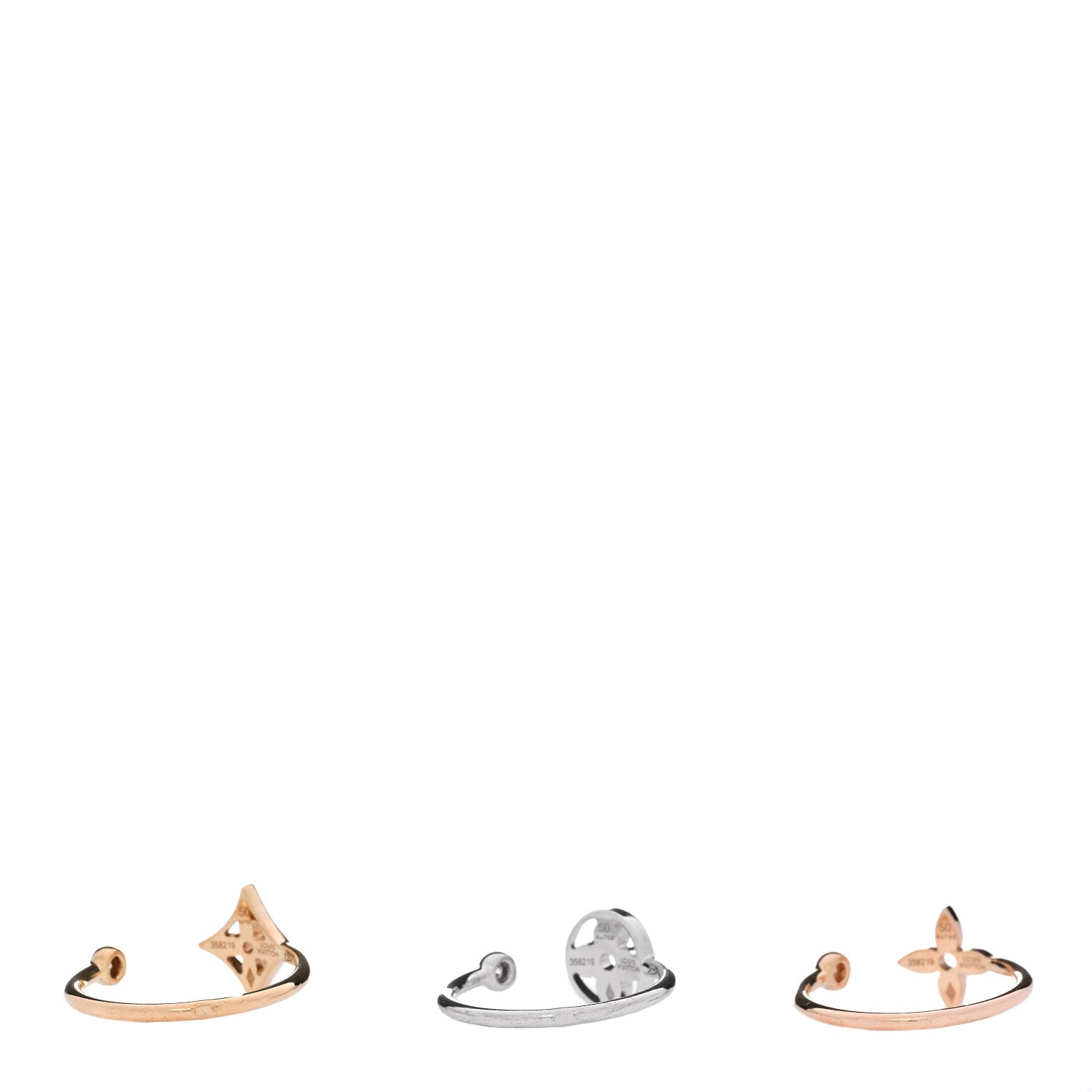 Louis Vuitton 18K Yellow Pink White Gold Diamond Idylle Blossom Ring 3 Set 50 5.5 3 of 5