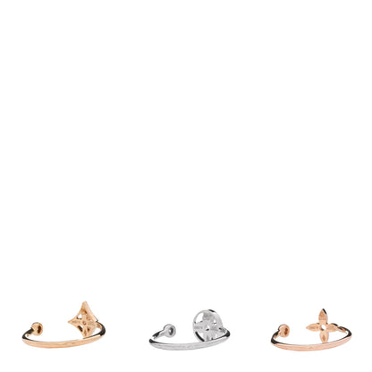 Louis Vuitton 18K Yellow Pink White Gold Diamond Idylle Blossom Ring 3 Set 50 5.5 3 of 5