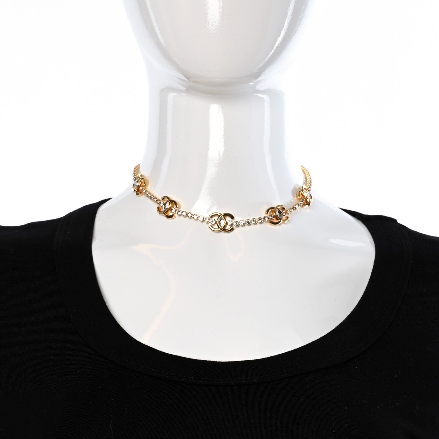 Metal Crystal CC Marquise Choker Gold