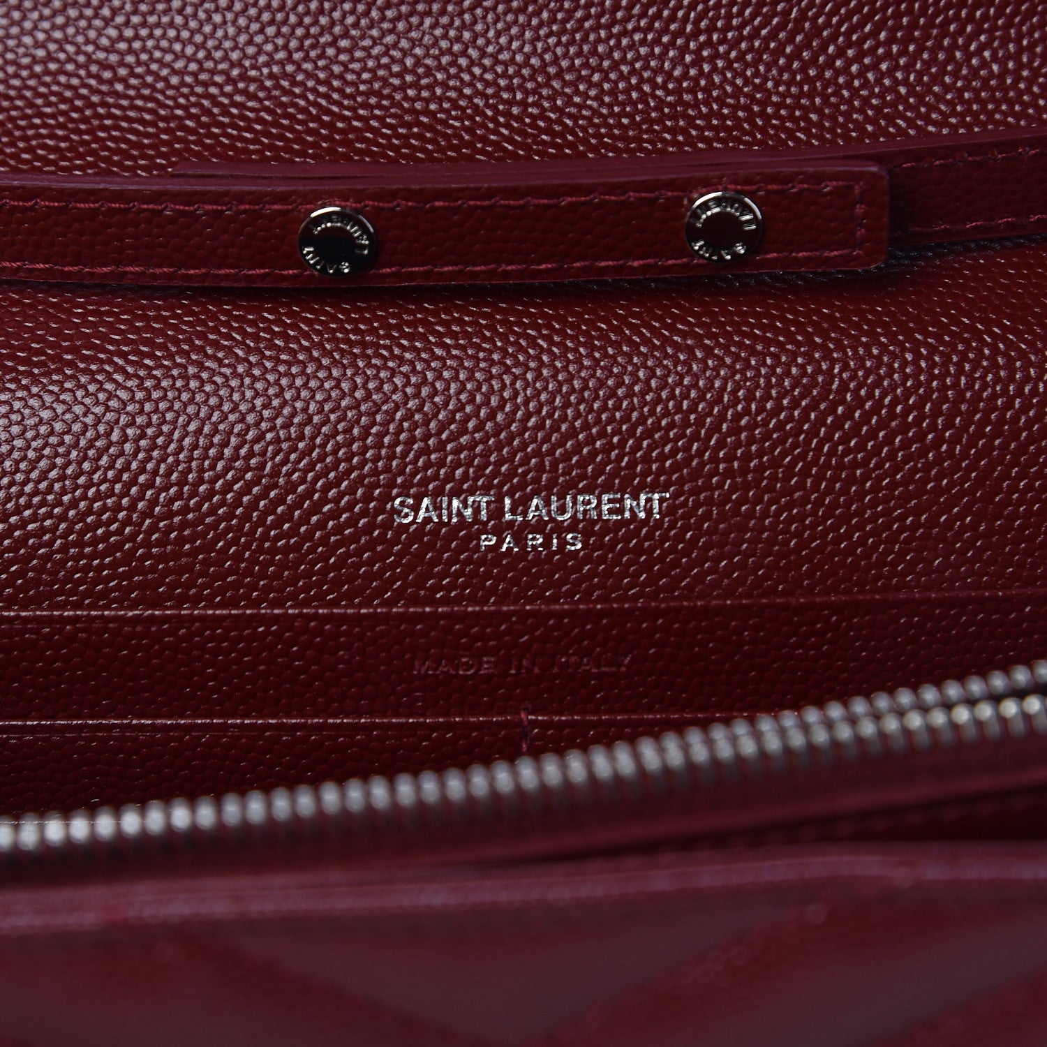 Saint Laurent Grain De Poudre Matelasse Chevron Monogram Chain Wallet Palissandre 6 of 11