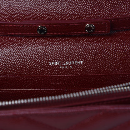 Saint Laurent Grain De Poudre Matelasse Chevron Monogram Chain Wallet Palissandre 6 of 11