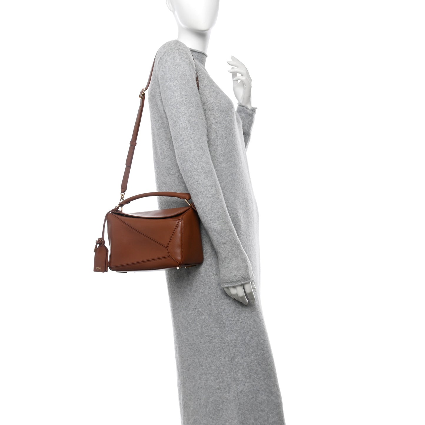 Nappa Lambskin Small Featherlight Puzzle Bag Pecan