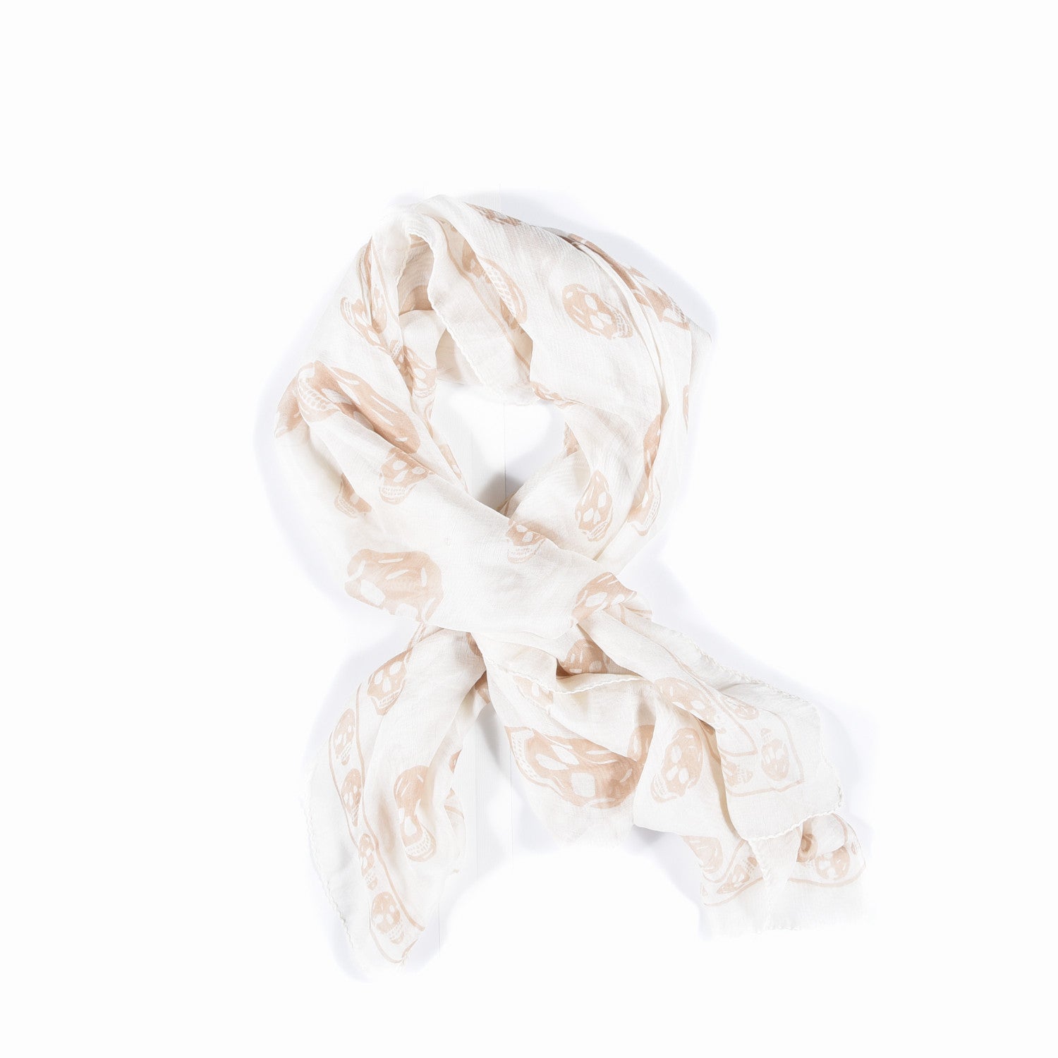 Alexander McQueen Silk Chiffon Skull Scarf Beige Ivory 1 of 4