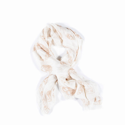 Alexander McQueen Silk Chiffon Skull Scarf Beige Ivory 1 of 4