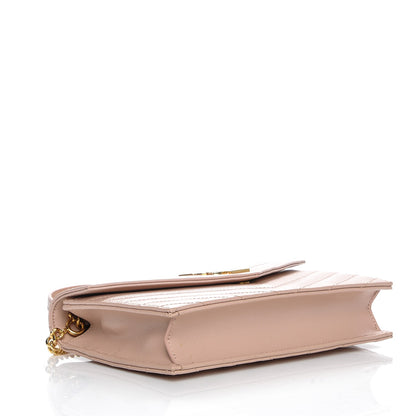 Saint Laurent Grain De Poudre Matelasse Chevron Monogram Envelope Chain Wallet Pale Pink 4 of 7