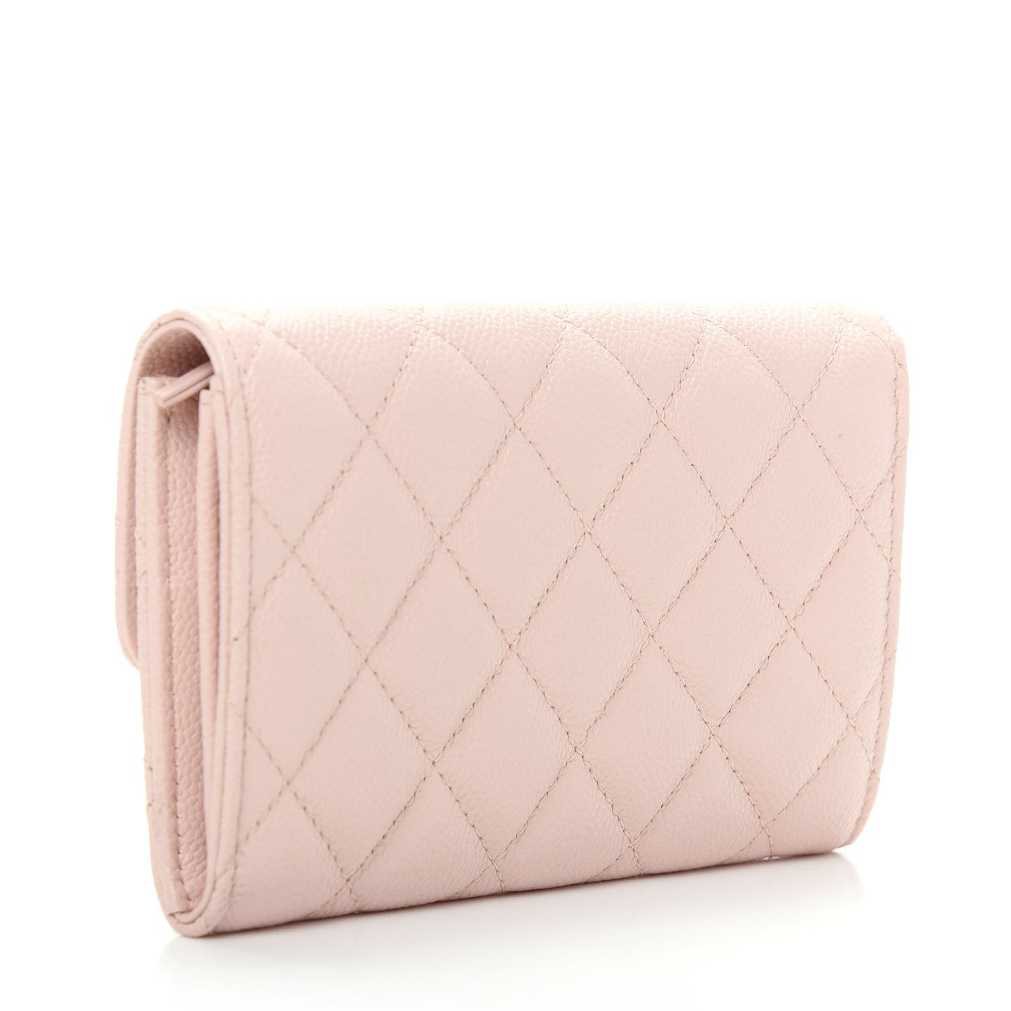 Caviar Quilted Flap Wallet Pink