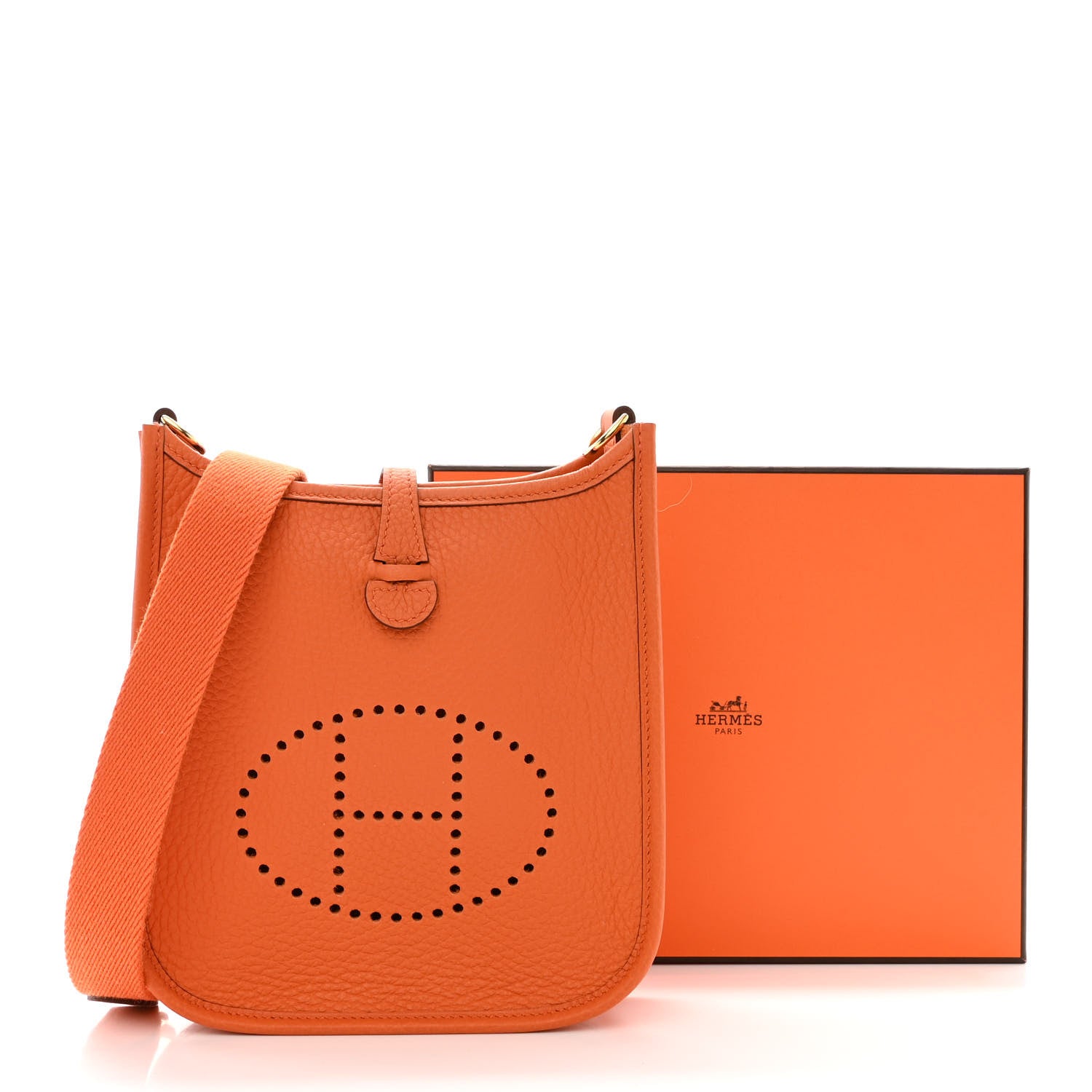 Hermes Taurillon Clemence Evelyne TPM Orange 11 of 11