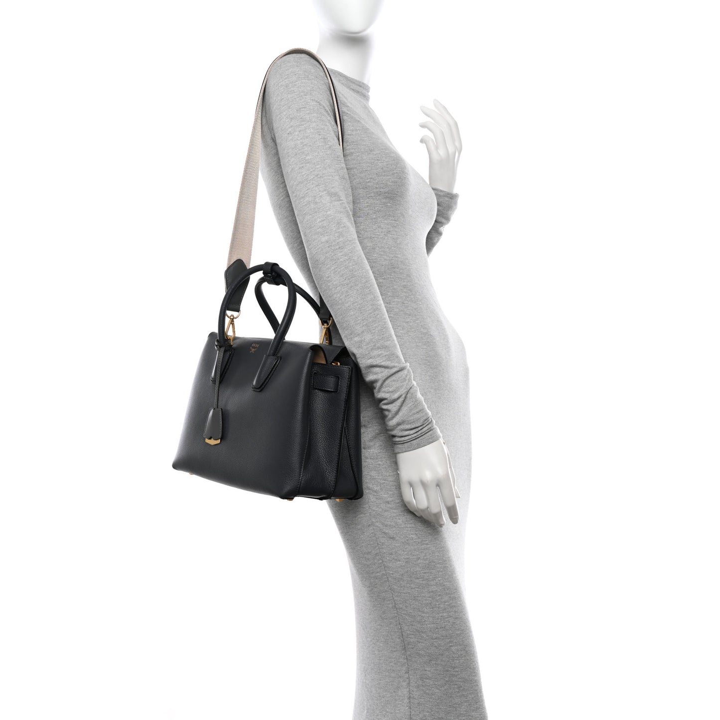 Grained Calfskin Medium Milla Tote Phantom Grey
