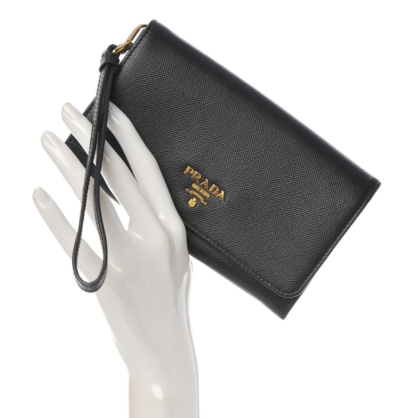 Saffiano Metal Wristlet Black
