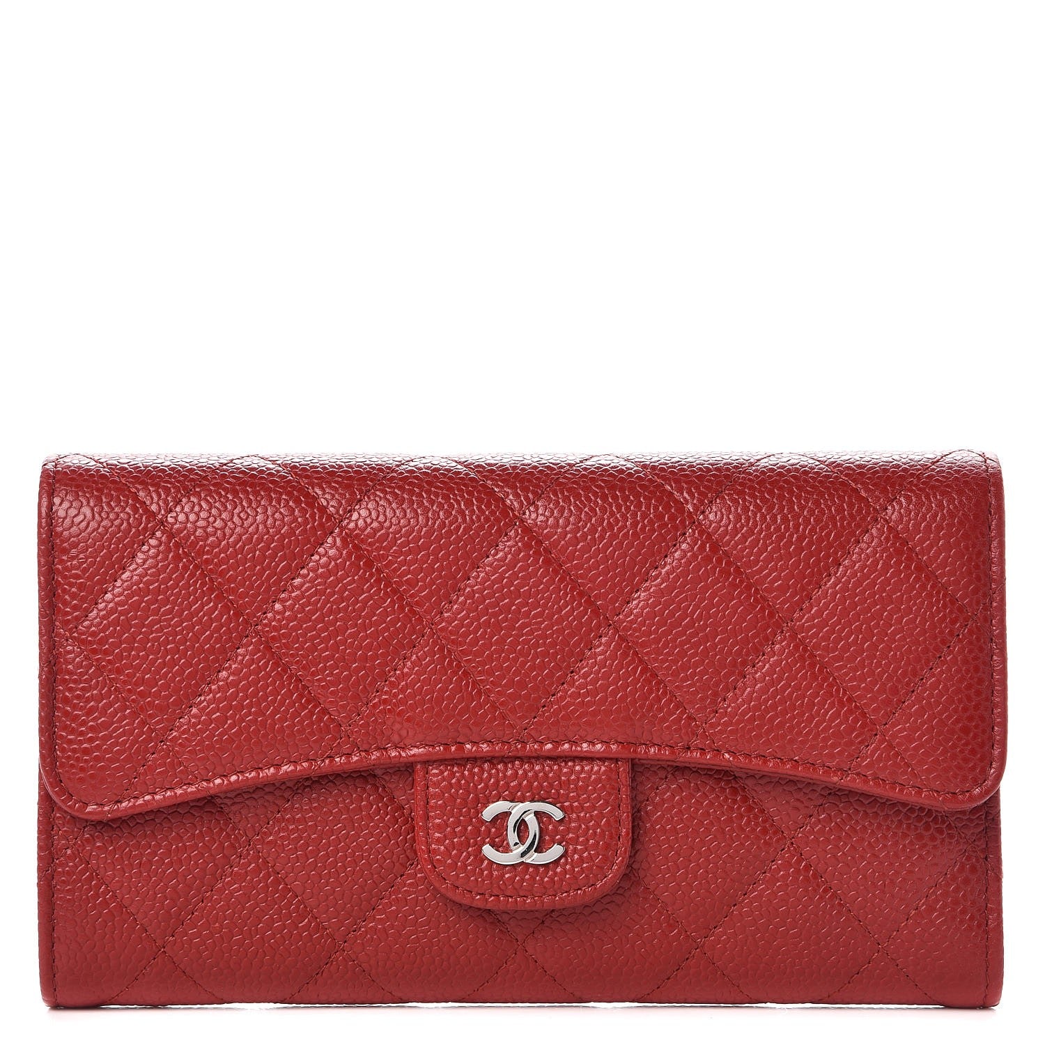 Chanel Caviar Quilted Large Flap Wallet Red 1 of 9