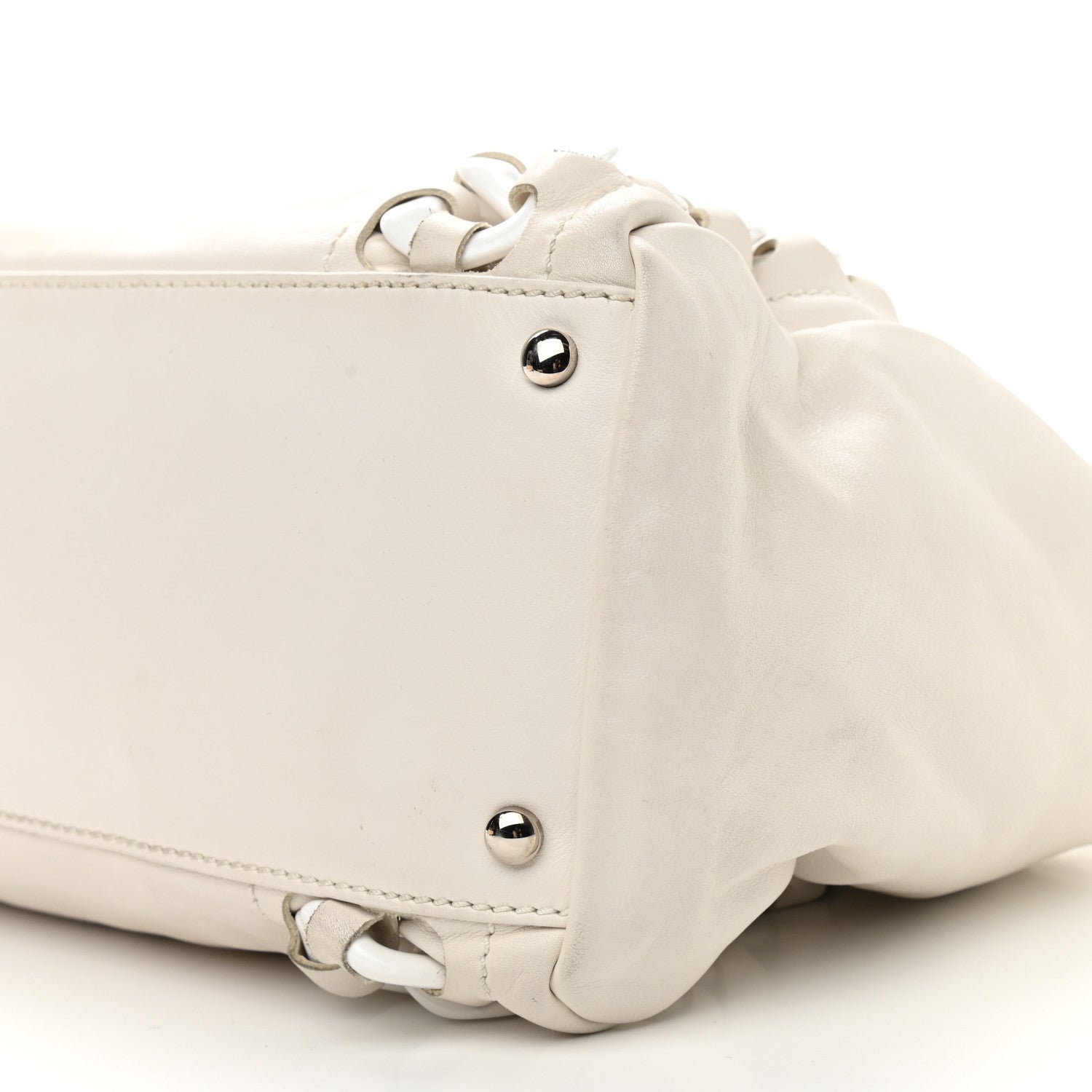 Chanel Calfskin Modern Chain Rhodoid East West Tote White 9 of 10