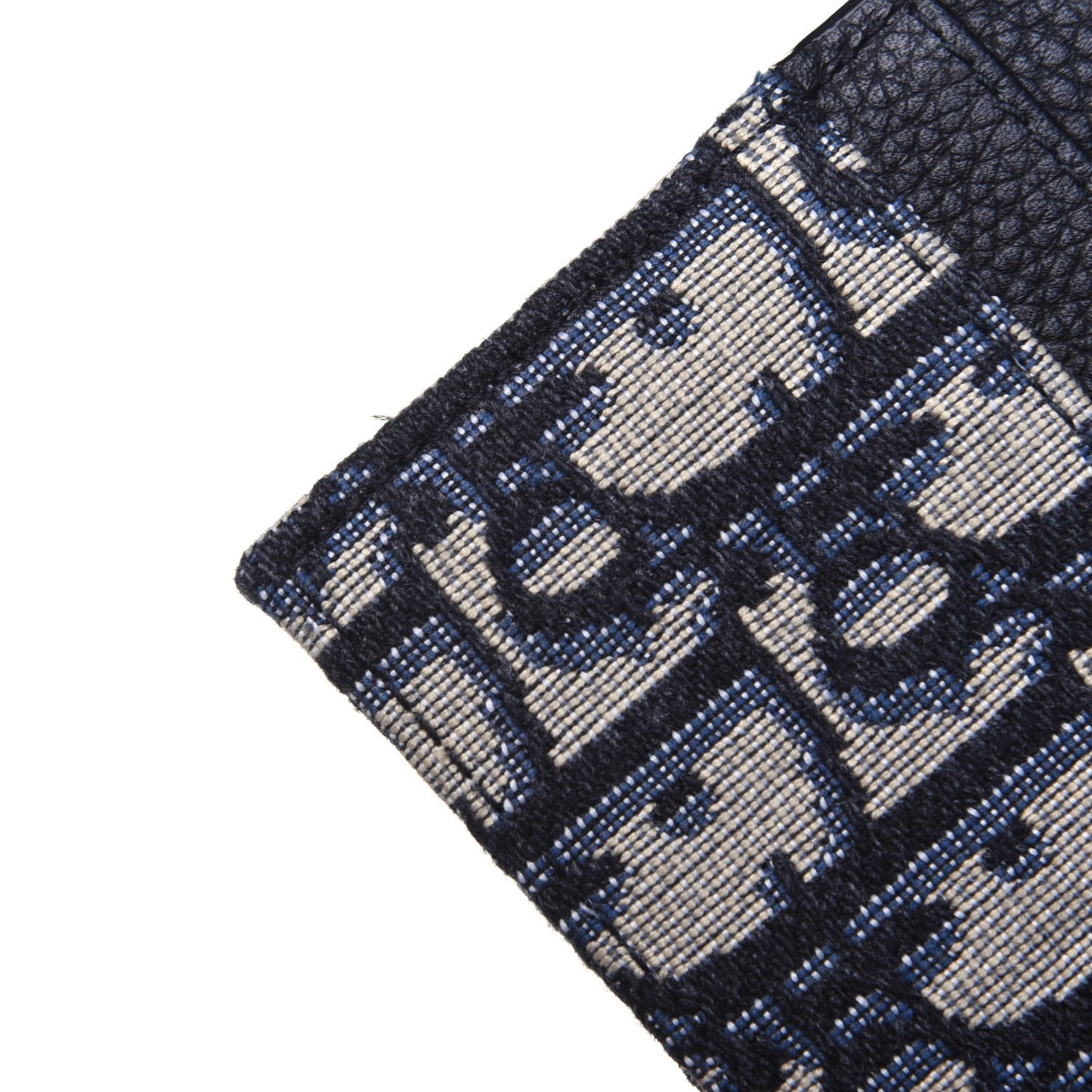 Grained Calfskin Oblique Card Holder Black
