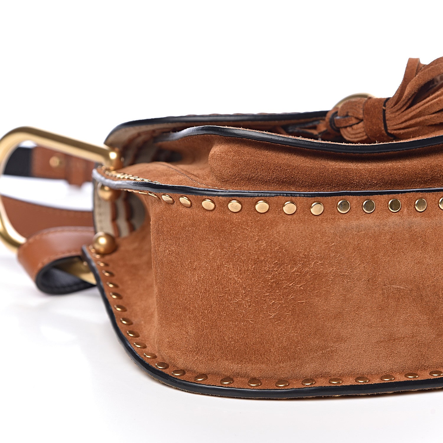 Chloe Suede Calfskin Braided Mini Hudson Shoulder Bag Caramel 8 of 10