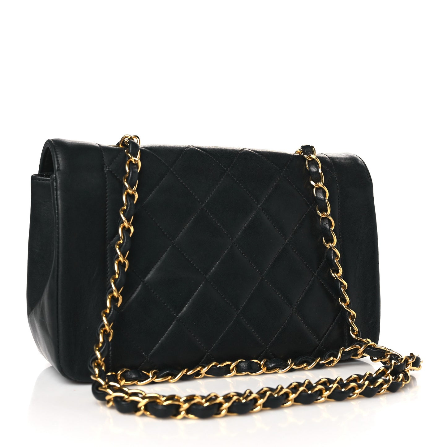 Lambskin Quilted Small Single Flap Black