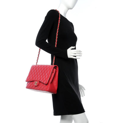 Chanel Lambskin Quilted Maxi Double Flap Red 2 of 8