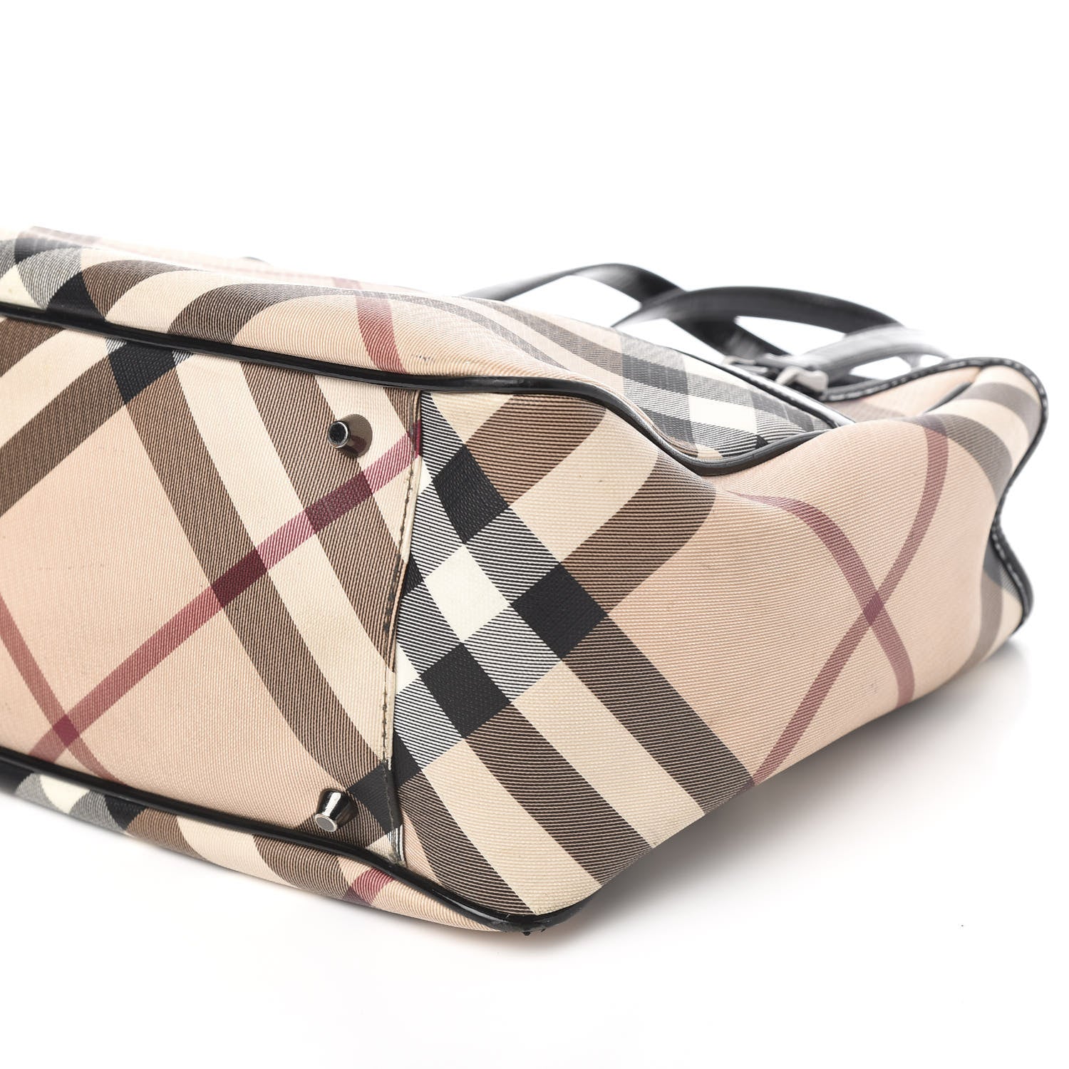 Burberry Patent Trim Nova Check Tote Black 11 of 12