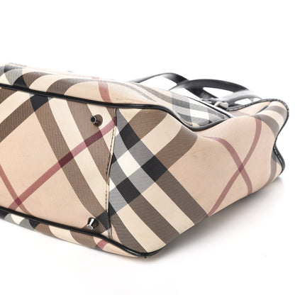 Burberry Patent Trim Nova Check Tote Black 11 of 12