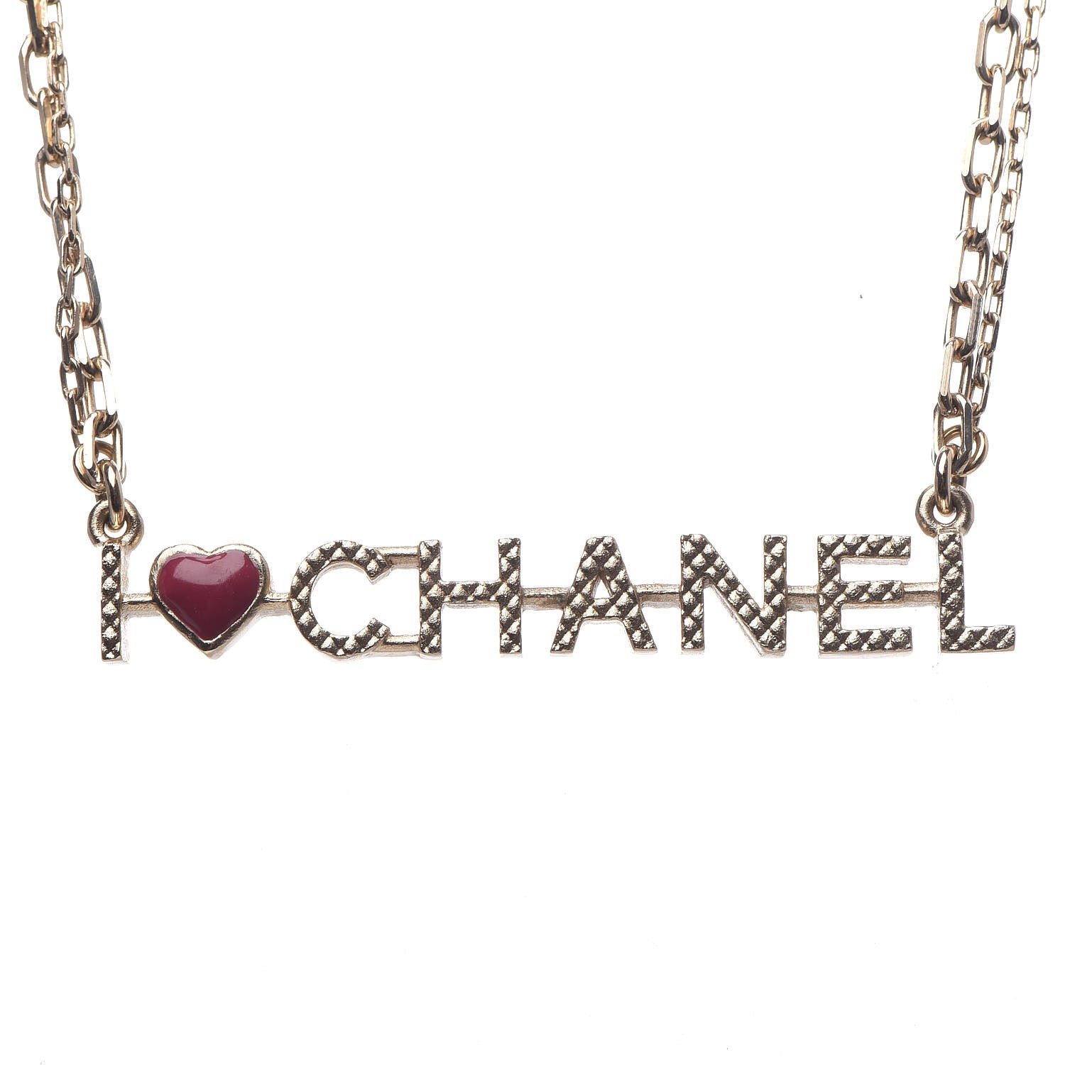 Chanel Quilted I Heart Logo Necklace Gold 4 of 5
