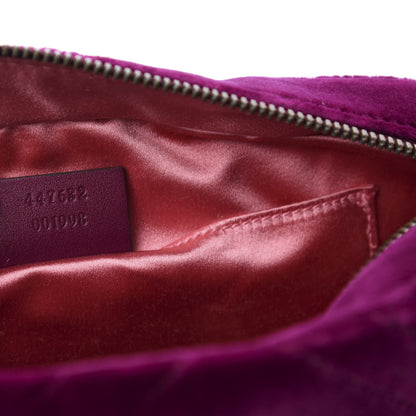 Gucci Velvet Matelasse Small GG Marmont Chain Shoulder Bag Fuchsia Violet Cyclamen 9 of 11