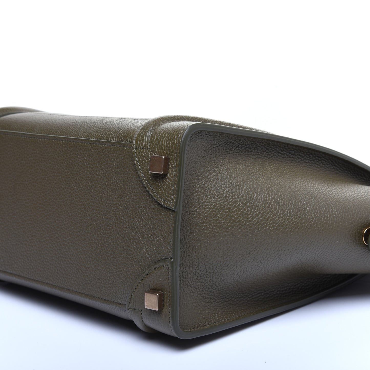 Drummed Calfskin Micro Luggage Dark Olive
